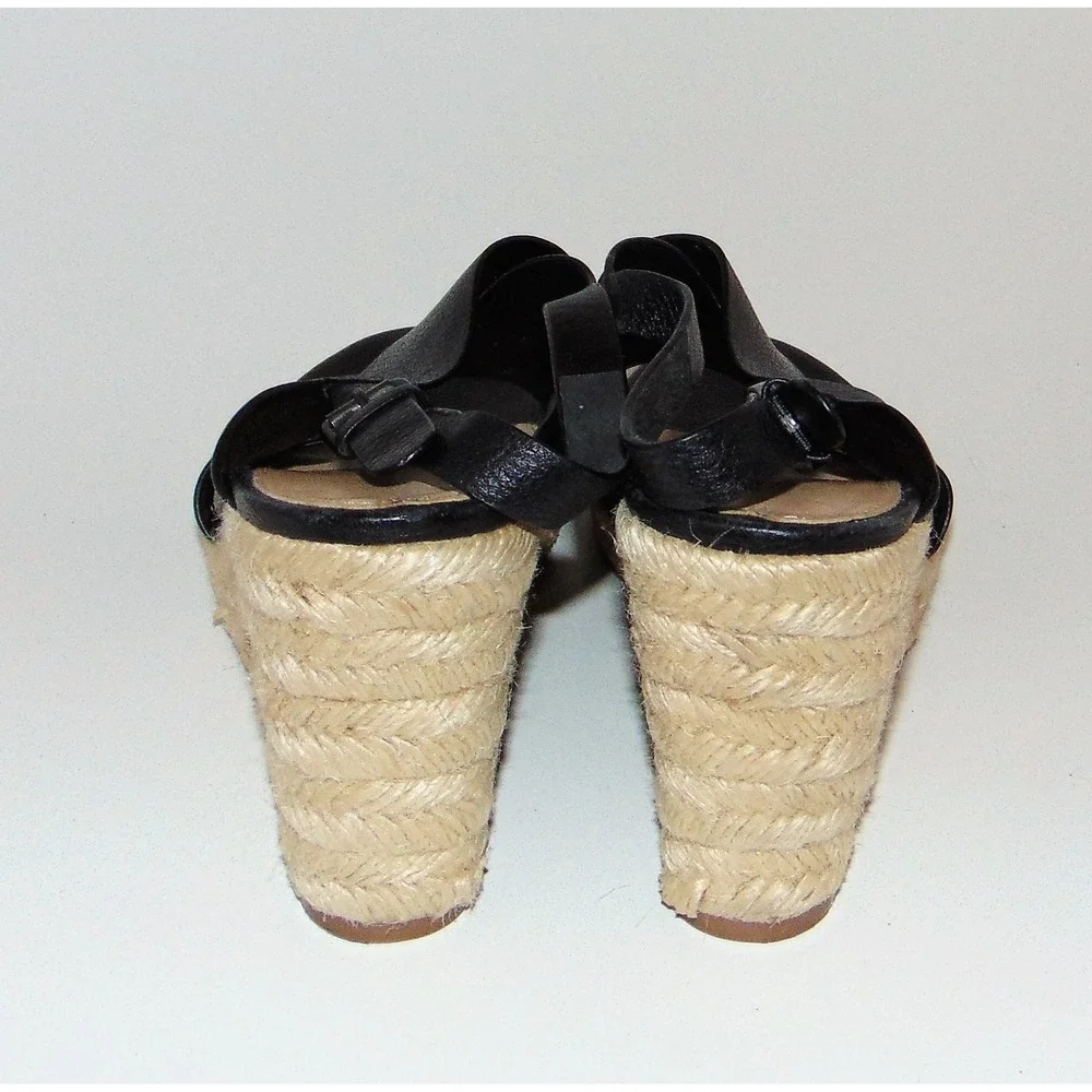 VIA SPIGA 'Rosette' Black‎ Slingback Espadrille Wedge 9.5 MSRP $250